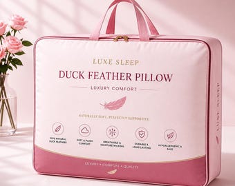Luxury Duck Feather Pillow 2 Pack Hotel Quality Bed Pillow Soft & Supportive Side Sleeper Pillow Neck Support Premium Sleeping Pillow Gift