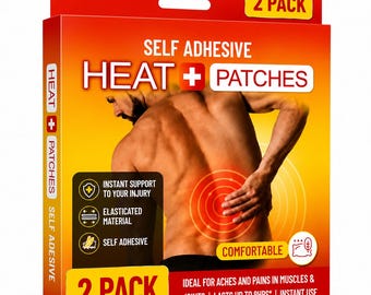 Self Adhesive Heat Patches Pack of 2 Air Activated Heat Pads for Back Pain Relief Neck Shoulder Knee Muscle Pain Patch Warming Therapy