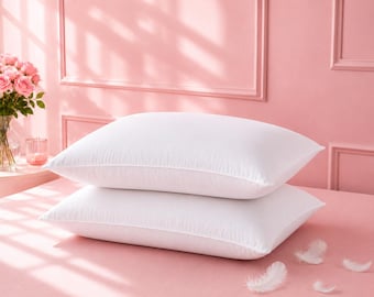 Luxury Duck Feather Pillow Standard Hotel Quality Bed Pillow for Side & Back Sleepers Soft Support Breathable Hypoallergenic Pack of 2 and 4