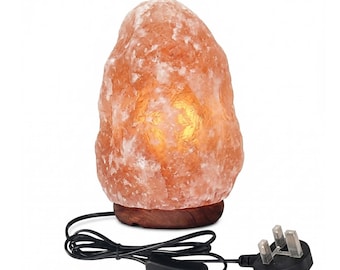 Lámpara de sal del Himalaya con bombilla / Luz nocturna de cristal rosa / Lámpara purificadora de aire para dormitorio / Regalo de meditación para la decoración del hogar
