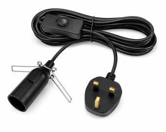 E14 Replacement Salt Lamp Cable, 1.5m Light Cord with Plug & Inline Switch, Lamp Holder for Himalayan Salt Lamps and Pendant Lights
