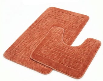 Non Slip Bathroom Rug Set 2 Piece | Soft Absorbent Bath Mat & Pedestal Mat | Washable Bathroom Mat | 50x80cm 50x40cm