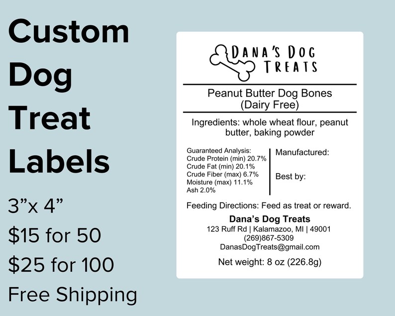 Custom Dog Treat Labels, 3”x4” - Etsy