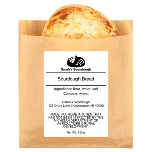 Custom Cottage Bakery Labels, 3”x4”