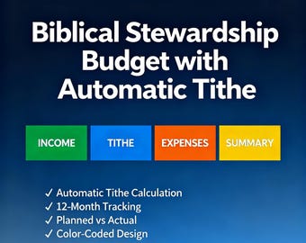 Christian Stewardship Monthly & Annual Budget System with Automated Tithing — Excel Workbook