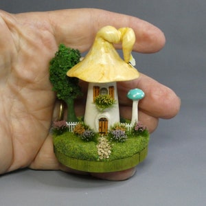 Miniature Fairy Mushroom House On A Cedar Base OOAK By O'Dare
