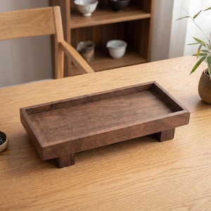 Serveringsbricka i trä | Minimalistisk teorganisator, soffbordsdekor, hemorganisering i naturligt trä