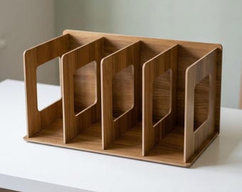 Organizador de escritorio de madera / Archivador de bambú / Organizador de documentos de oficina / Estantería de escritorio