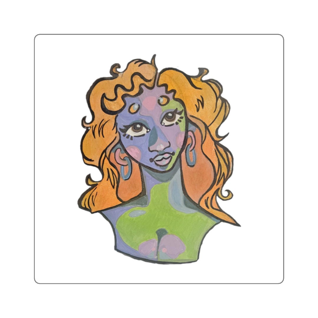 Sticker Design Portrait Abstract Colorful Portrait Sticker | Square Sticker - Etsy