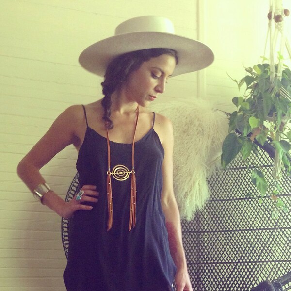 SALE! Third Eye Leather Fringe Necklace