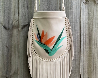 Birds of Paradise Studded Fringe Bag