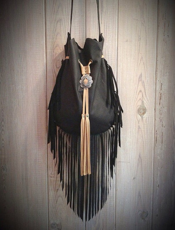 Brown Leather Handbag with Louis Vuitton Patch & Fringed Tassels - Etania  Gems & Jewelry