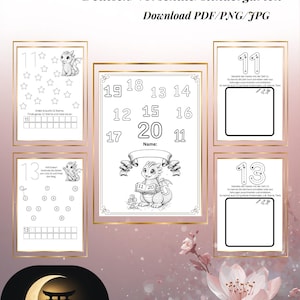 May include: Educational printable featuring numbers 11-20 with a dragon theme. Includes worksheets for preschool and kindergarten, with fill-in-the-blank exercises and dragon illustrations. Downloadable in PDF, PNG, and JPG formats.