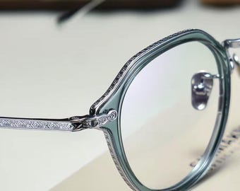 Kroonovaal titanium brillen, vintage heren dames optisch montuur, lichtgewicht retro titanium brilmontuur, artistieke brillen