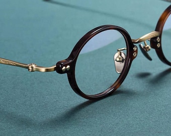 Vintage kleine ronde titanium bril, ultralichtgewicht titanium brilmontuur, minimalistische retro bril, kleine ronde optische bril