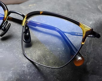 Vierkante titanium herenbril, lichtgewicht tortoise optisch montuur met halve rand, titanium brilmontuur voor heren