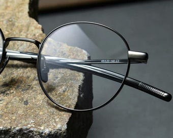 Vintage ronde titanium bril, lichtgewicht retro optisch montuur, uniseks kleine bril