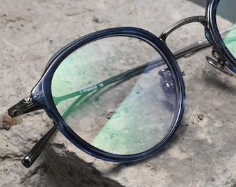 Rond acetaat titanium brilmontuur, retro uniseks brillen, minimalistische brilmonturen