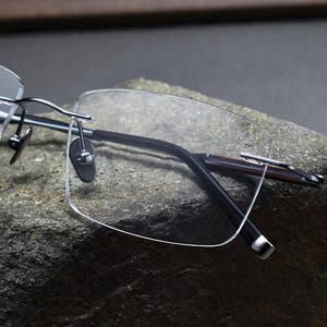 Gafas de titanio sin montura, gafas ultraligeras sin marco, montura óptica cuadrada minimalista, gafas graduadas de estilo ejecutivo 014
