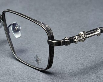 Gafas cuadradas de titanio, montura óptica de negocios para hombre, montura de gafas de titanio ligera, gafas graduadas de diseño para hombre