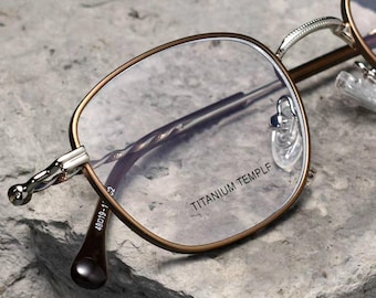 Zachte vierkante titanium brilmonturen, lichtgewicht minimalistische brillen, retro optische bril heren dames