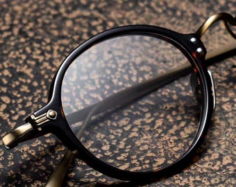 Retro klein rond brilmontuur, tortoise titanium bril, lichtgewicht vintage optisch montuur