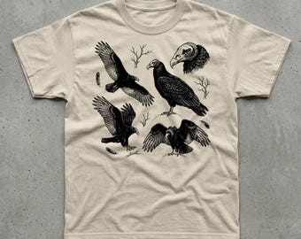 Vulture Graphic T-Shirt, Field Study Illustration, Scavenger Bird, Gildan Heavy Cotton Unisex Tee