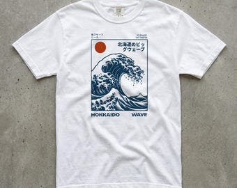 Great Wave Graphic Tee, Hokkaido Japan, Vintage Japanese Art, Comfort Colors Unisex Shirt