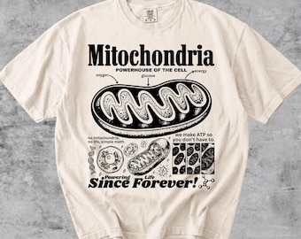 Mitochondria Graphic Tee, Powerhouse of the Cell, Retro Science Biology, Comfort Colors Unisex Shirt