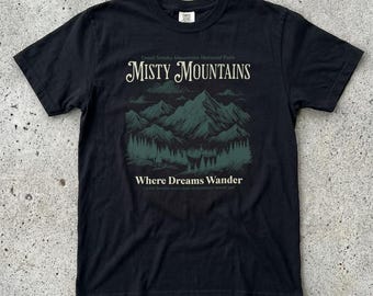 Great Smoky Mountains Graphic Tee, Misty Mountains, Retro National Park, Comfort Colors Shirt