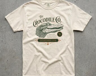 Crocodile Graphic Tee, Engraved Natural History, Vintage Brand Design, Comfort Colors T-Shirt