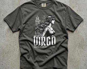 Virgo Sign Graphic Tee, Lighthouse Maiden, Gothic Dark, Comfort Colors Shirt