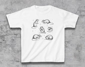 Rat Kids Vintage Engraved Wildlife Illustration Gildan Youth Heavy Cotton Graphic T-Shirt