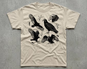 Vulture Graphic T-Shirt, Field Study Illustration, Scavenger Bird, Gildan Heavy Cotton Unisex Tee