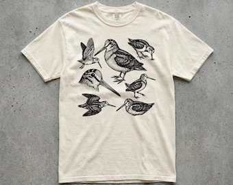 Meep Woodcock Graphic Tee, Vintage Natural History, Field Study Engraved, Comfort Colors Unisex Shirt