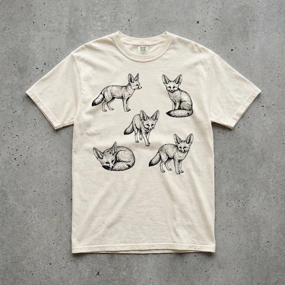 Fennec Fox Graphic Tee, Field Study Illustration, Natural History Print, Comfort Colors T-Shirt