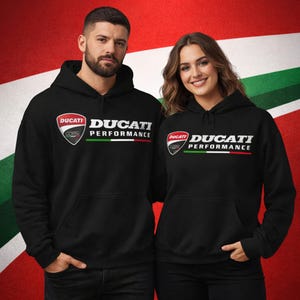 Ducati Performance Logo Hoodie | Italian Flag Racing Sweatshirt
