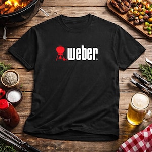 Weber Red Kettle Grill graphic Tee | BBQ barbecue logo t-shirt image 1