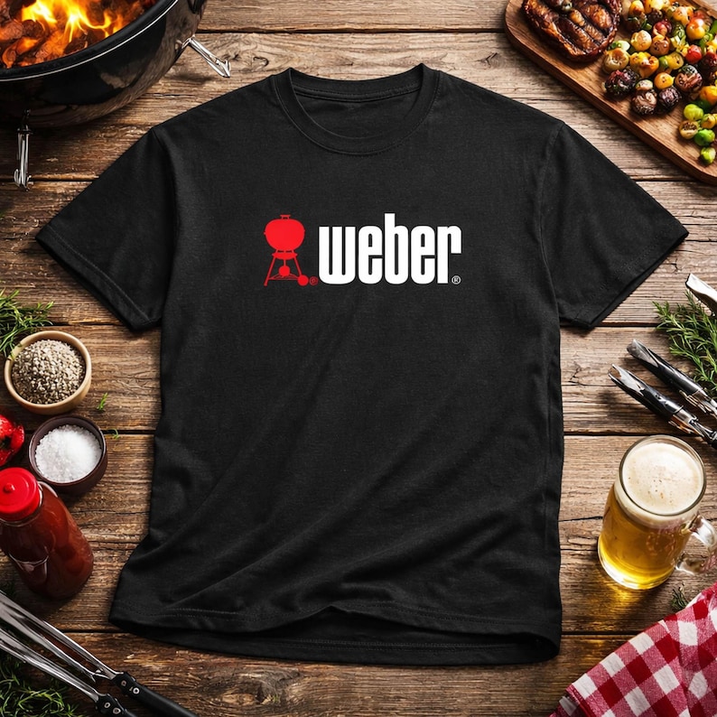 Weber Red Kettle Grill graphic Tee | BBQ barbecue logo t-shirt image 1