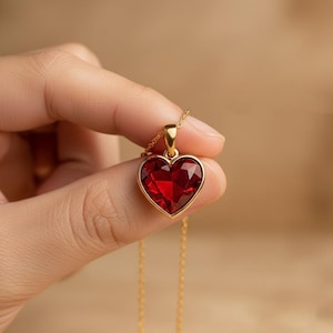 2 Ct Heart shape Ruby Pendant Necklace For Engagement, Dainty Love Jewelry For Bridal, Elegant Anniversary Necklace, Delicate Chain Necklace