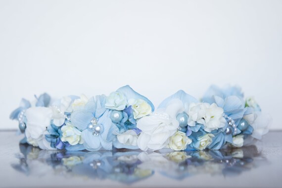 blue flower hair piece