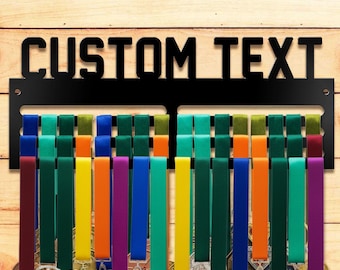 Porta medaglie con testo personalizzato, espositore per nastri personalizzato, porta premi sportivi, organizer in metallo, regalo per corridori, nuotatori, ginnasti, atleti