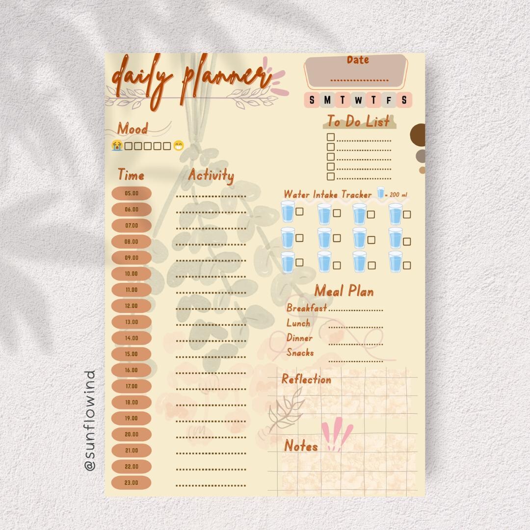Boho Daily Planner | Simple Printable PDF - Etsy