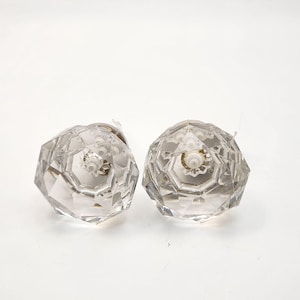 Faceted Clear Glass Decorative Drawer Knobs Set of 2 Cabinet Pulls