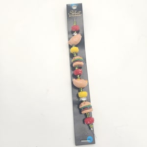 Select Strands Glass Lampwork Beads 9 Piece Hamburger Hot Dog Red/Yellow Textured Rondelle Spacer Donut Beads