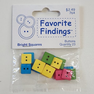 Favorite Findings Buttons Bright Squares Embellishments 2 Hole Flat Back Blumenthal Lansing