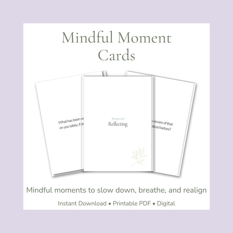 Mindful Moment Cards | Printable Mindfulness Prompts | Calm Reflection ...
