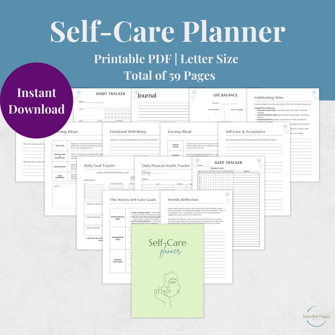 Self Care Planner Printable PDF | Daily Wellness Planner & Journal ...