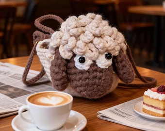 Crocheted Lamb Crossbody Bag | Handmade Children's Wallet