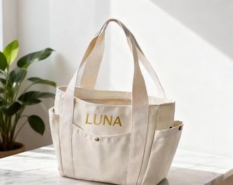 Bolsa de lona bordada con nombre personalizado / Regalo para ella
